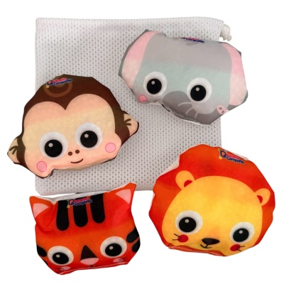 MINI BOLSITA DE RED CON 4  ANIMALITOS SELVA `PARA EL AGUA